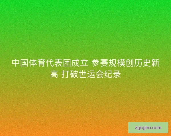 中国体育代表团成立 参赛规模创历史新高 打破世运会纪录