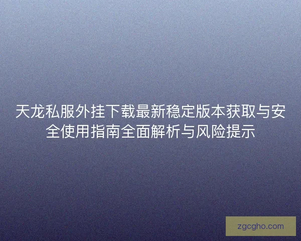 天龙私服外挂下载最新稳定版本获取与安全使用指南全面解析与风险提示